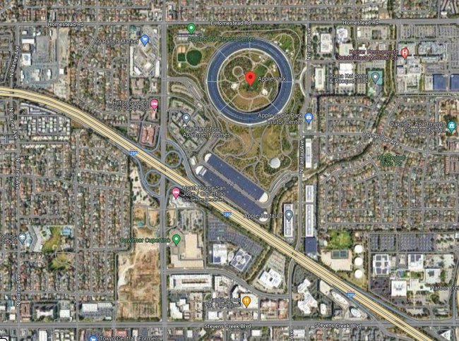 Der Apple Park vom Weltall aus gesehen. Der Apple Park vom Weltall aus gesehen.