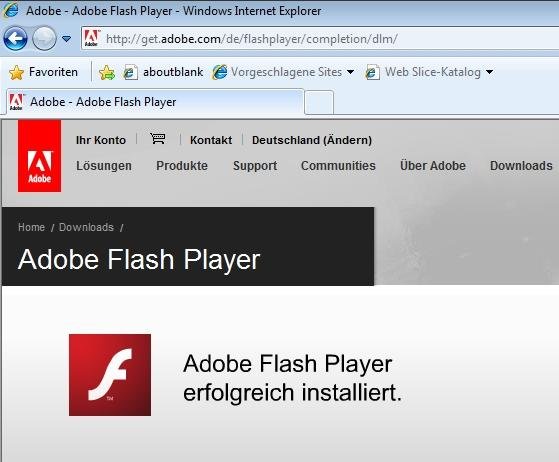 Cannot Install Adobe Flash Player Vista