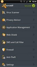 Avast Mobile Security fuer Android Hauptbildschirm