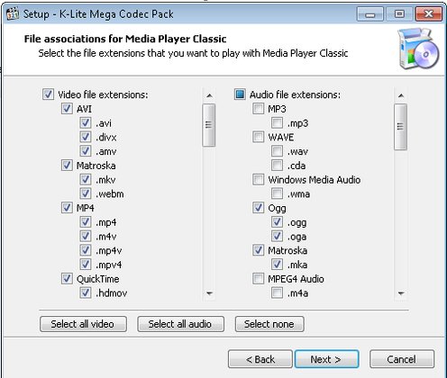 K-Lite Mega Codec Pack Dateizuordnungen