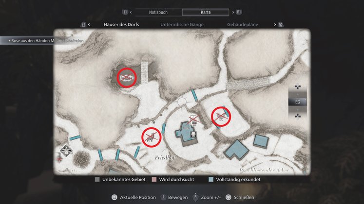 Fundorte der Tiere nördlich im Dorf. Fundorte der Tiere nördlich im Dorf.