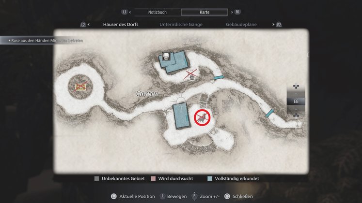 Dieses Wild taucht erst bei der zweiten Rückkehr in den Garten an der markierten Stelle auf. Dieses Wild taucht erst bei der zweiten Rückkehr in den Garten an der markierten Stelle auf.