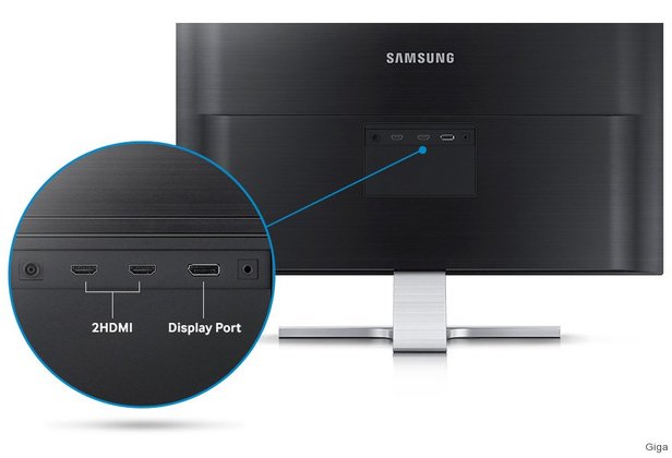 Anschlüsse des Samsung U28D590 LED: 2 x HDMI und 1 x Display-Port Anschlüsse des Samsung U28D590 LED: 2 x HDMI und 1 x Display-Port