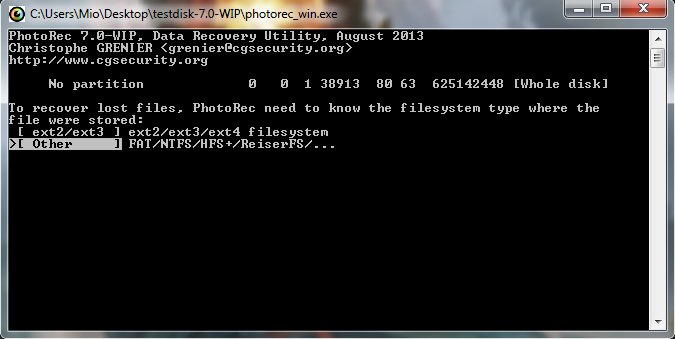 "Other" Partionstypen wählen "Other" Partionstypen wählen
