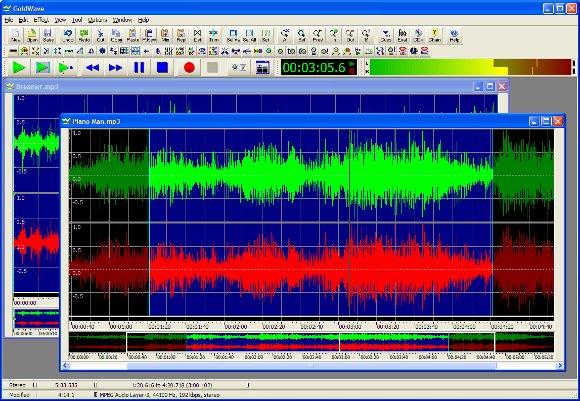 Das GoldWave Hauptfenster GoldWave