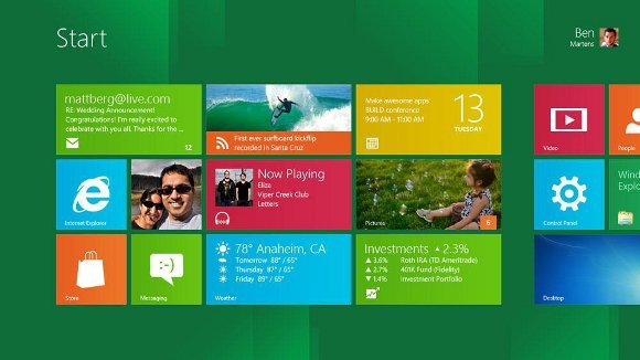 Ansicht des Kacheldesigns in Windows 8 Windows 8 Kacheln