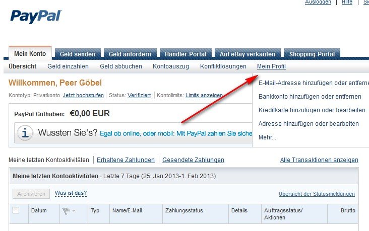 Paypal Email Adresse Löschen