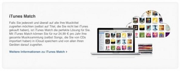 iTunes: Mit iCloud die iTunes Match-Funktion verwenden iTunes iCloud Screenshot