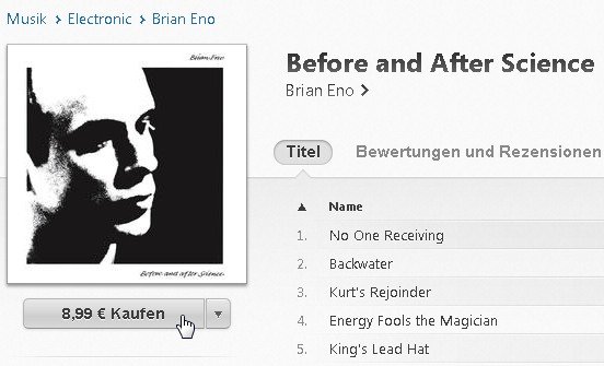 Bei iTunes Musik zu kaufen und weiterzugeben ist die einzige Möglichkeit, ein Guthaben zu übertragen. iTunes Album kaufen Screenshot