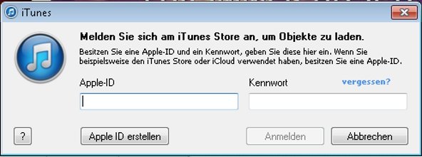 Melden Sie sich mit Ihrer Apple ID an um Ihre Geräte zu verwalten iTunes Geräte verwalten Screenshot