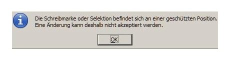 Erhalten Sie diese Fehlermeldung, lassen sich keine Änderungen an der geschützten Position vornehmen OpenOffice geschützte Position