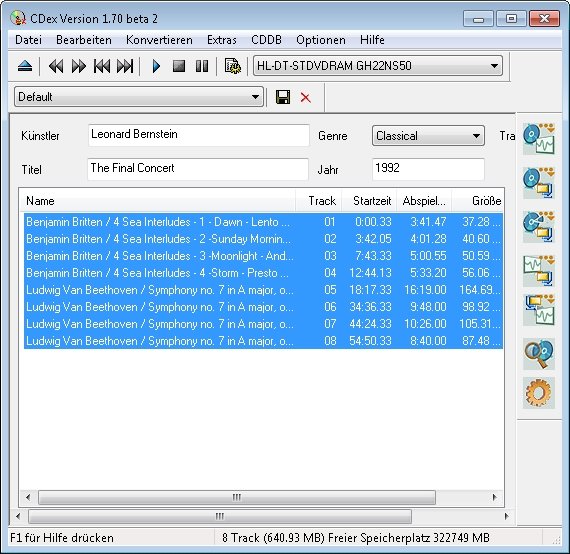 Mit CDex kann man keine CDs brennen, aber zum CD rippen gibt es kaum etwas effektiveres und schnelleres CD rippen CDex