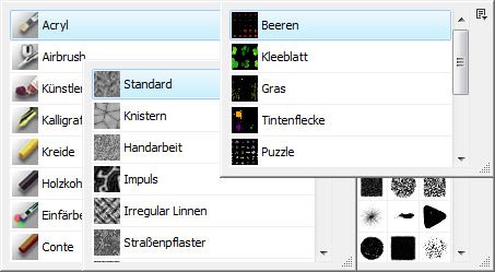 Artweaver bietet eine große Palette an Pinsel-Werkzeugen Artweaver Pinsel