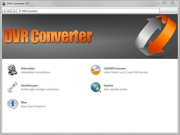 Ansicht des Startbildschirms von DVR Converter DVR Converter Startbildschirm