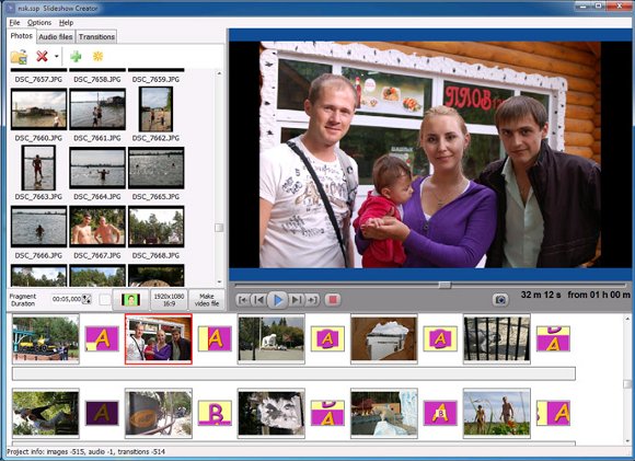 Hauptfenster von Slideshow Creator Slideshow Creator Hauptfenster