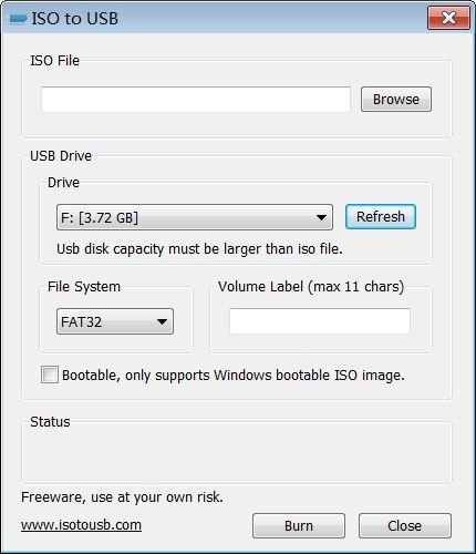 ISO to USB ermöglicht euch in wenigen Schritten das Brennen von ISO-Dateien auf USB-Datenträger ISO to USB Oberflaeche