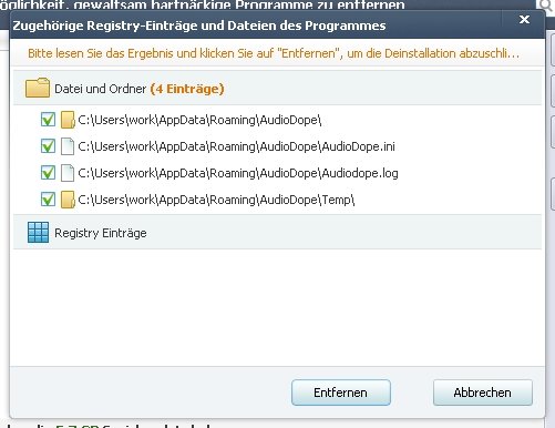 Fast immer, wenn wir ein Programm deinstallieren, findet das Tool noch Spuren im System wise spuren