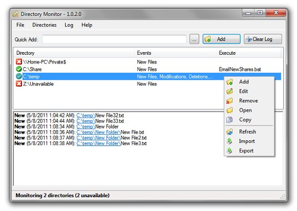 Directory Monitor überwacht Verzeichnisse und informiert euch über Änderungen Directory Monitor überwacht Verzeichnisse