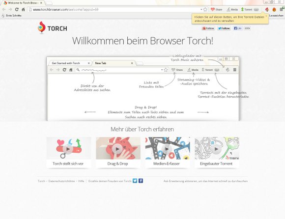 Mit dem Torch Web Browser könnt ihr bequem alle Online-Aktivitäten durchführen Torch Web Browser