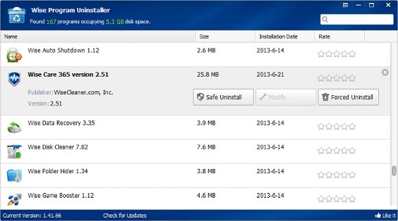 Mit Wise Program Uninstaller könnt ihr installierte Programme rückstandslos entfernen Wise Program Uninstaller