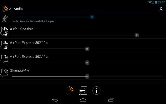 AirAudio ist zwar eine ausgezeichnete App für den Stream von AirPlay mit Android, benötigt jedoch einen Root airaudio-screenshot