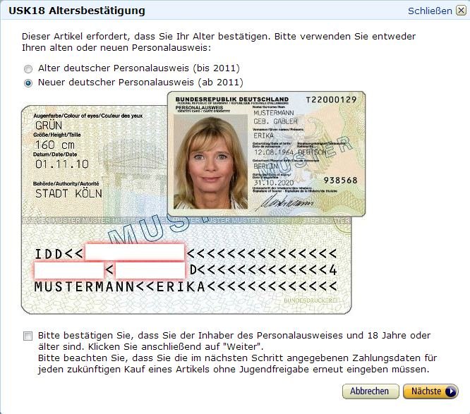 Mittels Altersprüfung könnt ihr nun bei Amazon auch ab 18 Games als Download-Version kaufen (Screenshot: Amazon.de) amazon-altersprüfung-screenshot