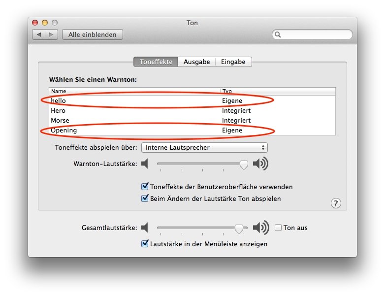 Systemeinstellung: Ton
