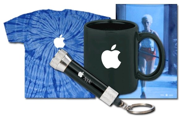 Bezahlbarer Apple-Stuff bei The Missing Bite: T-Shirt (30 Dollar), Taschenlampe (15 Dollar), Tasse (30 Dollar) und Apple-Poster Missing Bite: Beispiele