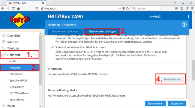 Hier ändert ihr die interne IP-Adresse der Fritzbox. (Bildquelle: GIGA)