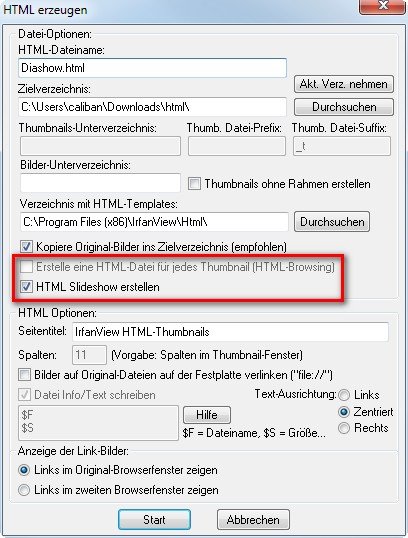 html diashow erstellen irfanview