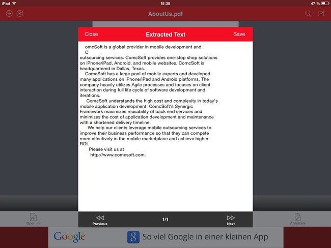 Mit Power PDF am iPad ein PDF bearbeiten: Text extrahieren, teilen, zusammenführen, konvertieren