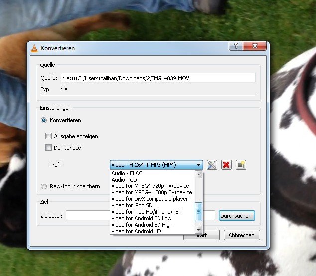 VLC kann eine MOV-Datei direkt in andere Formate umwandeln