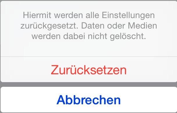Einstellungen zurücksetzen