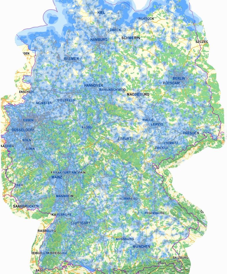 Die Netzabdeckung von Simyo bzw. E-Plus sieht zwar auf der Karte gar nicht so schlecht aus, in der Realität ist das aber wieder eine andere Sache.