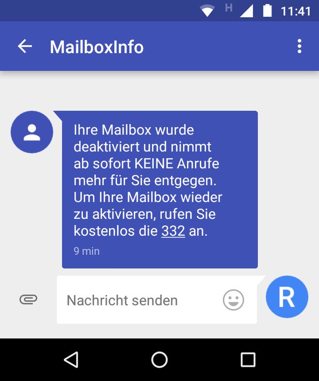 Bestätigungs-SMS: Die Aldi-Talk-Mailbox wurde deaktiviert.