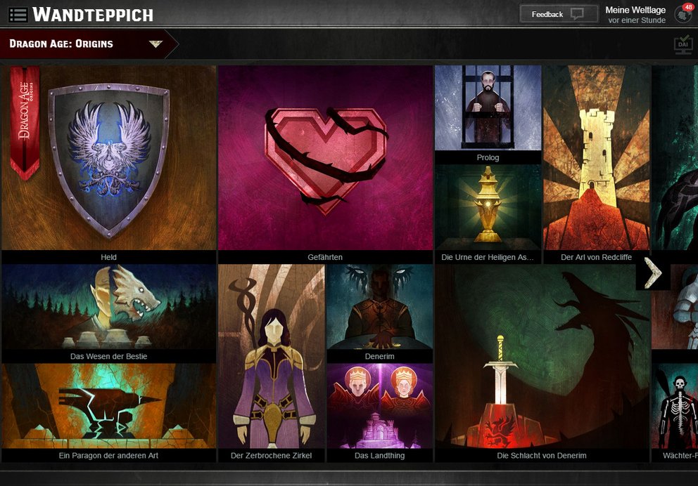 Dragon Age Keep: Am Wandteppich findet ihr alle relevanten Entscheidungen und könnt sie beeinflussen