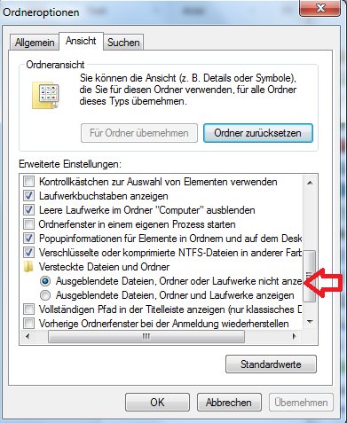 In der Systemsteuerung kann man die Option "versteckte Dateien ausblenden" aktivieren.