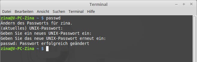 passwd ändert das Passwort des aktuellen Linux-Nutzers