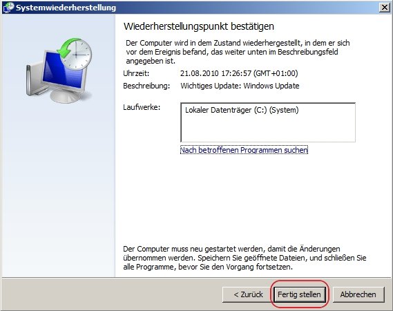 Systemwiederherstellung-Windows-7