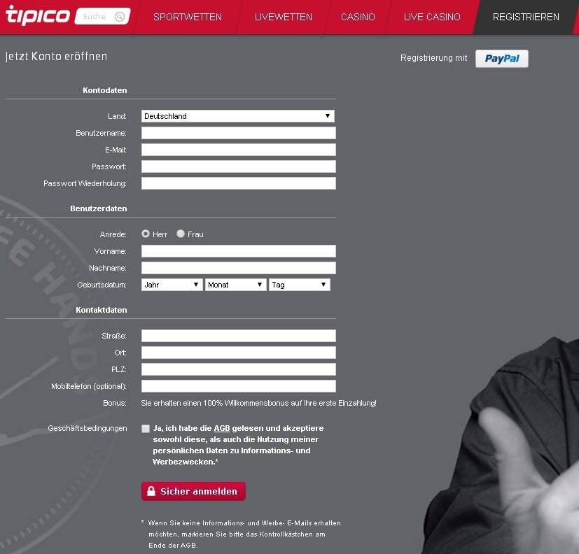 Tipico-anmelden