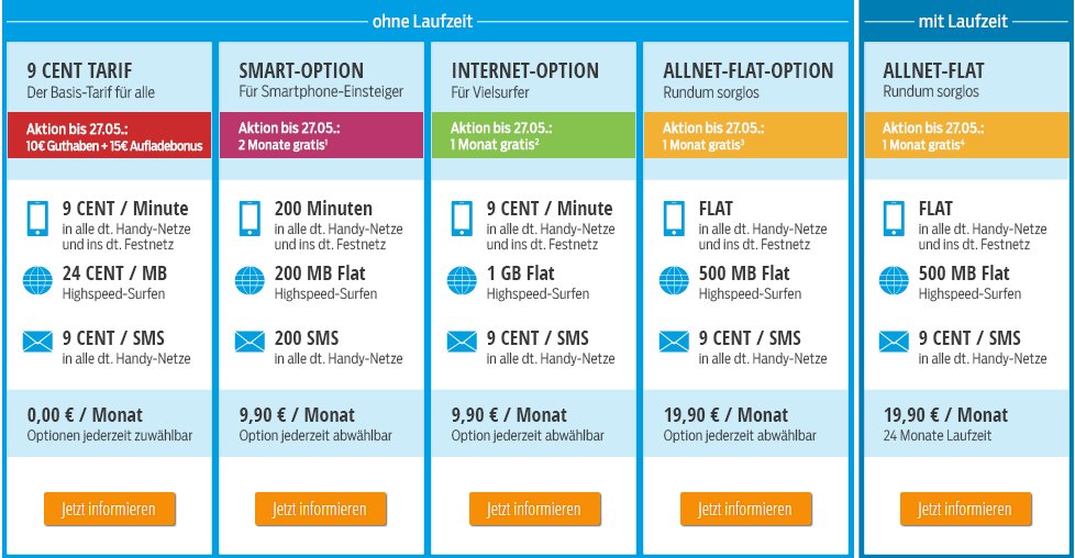 Blau.de: LTE ist in allen Tarifen kostenlos nutzbar.