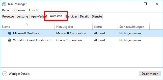 Unter Windows 10 deaktiviert ihr Autostart-Programme im Task-Manager. (Bildquelle: GIGA)