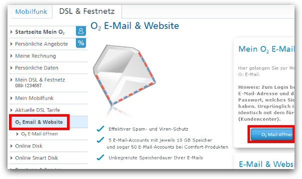 o2-Webmail - E-Mail-&Website