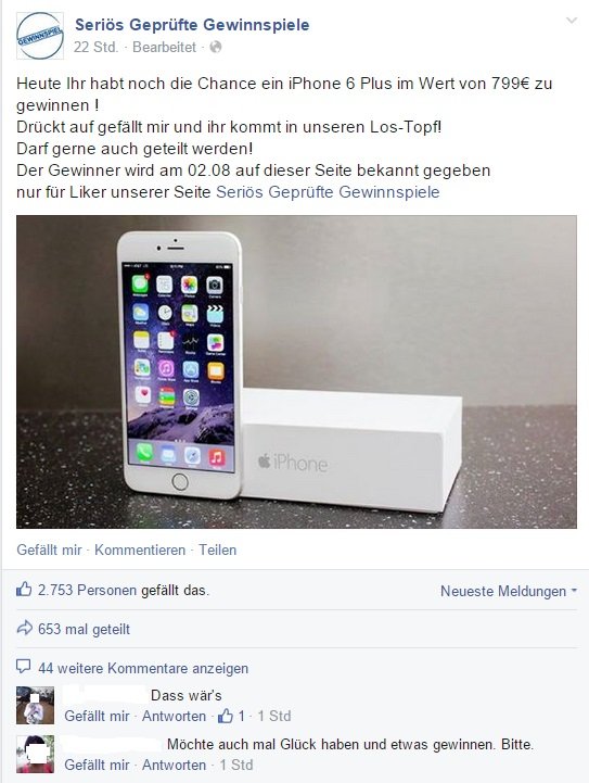seriös geprüfte gewinnspiele facebook
