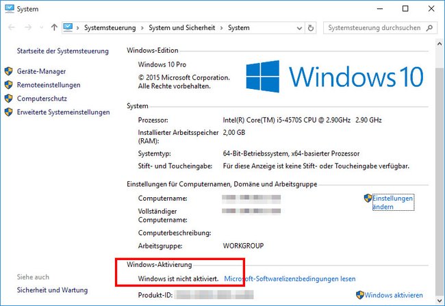 Windows 10 ist auf einmal nicht mehr aktiviert. (Bildquelle: GIGA)