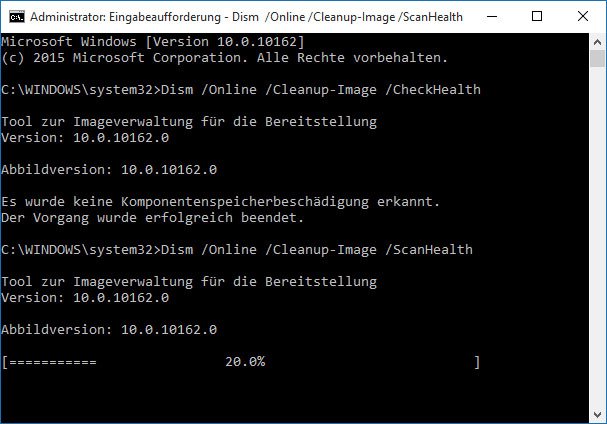 Windows 10: DISM hat keine Beschädigungen gefunden