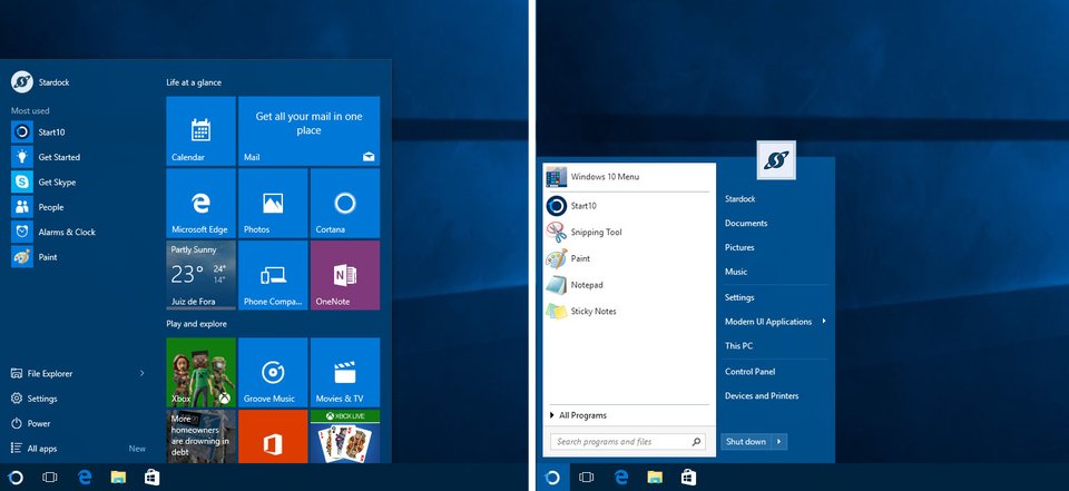 Start10 installiert in Windows 10 das alte Startmenü aus Windows 7.