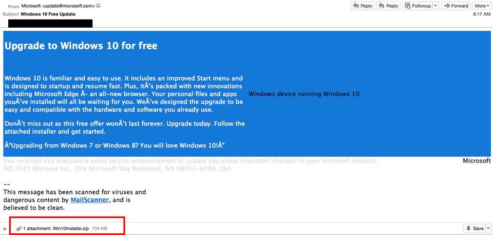 Win10Installer.zip: In der Datei befindet sich die Ransomware CTB-Locker, die eure Daten verschlüsselt und euch aussperrt. Bildquelle: blogs.cisco.com
