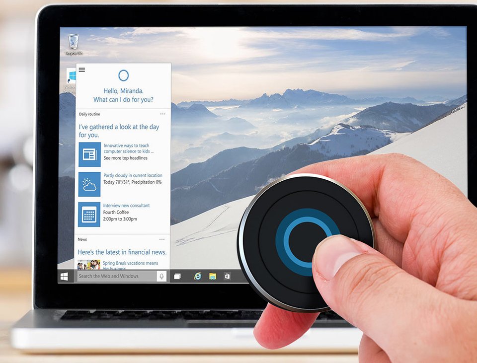 Der Bluetooth Cortana Button öffnet die Sprachassistentin aus der Ferne oder Nähe. Bildquelle: Satechi.