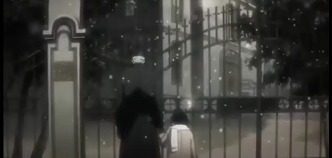 Watari und eltern vor der kirsche wahrscheinlich beim begräbnis der eltern Watari und eltern vor der kirsche wahrscheinlich beim begräbnis der eltern
